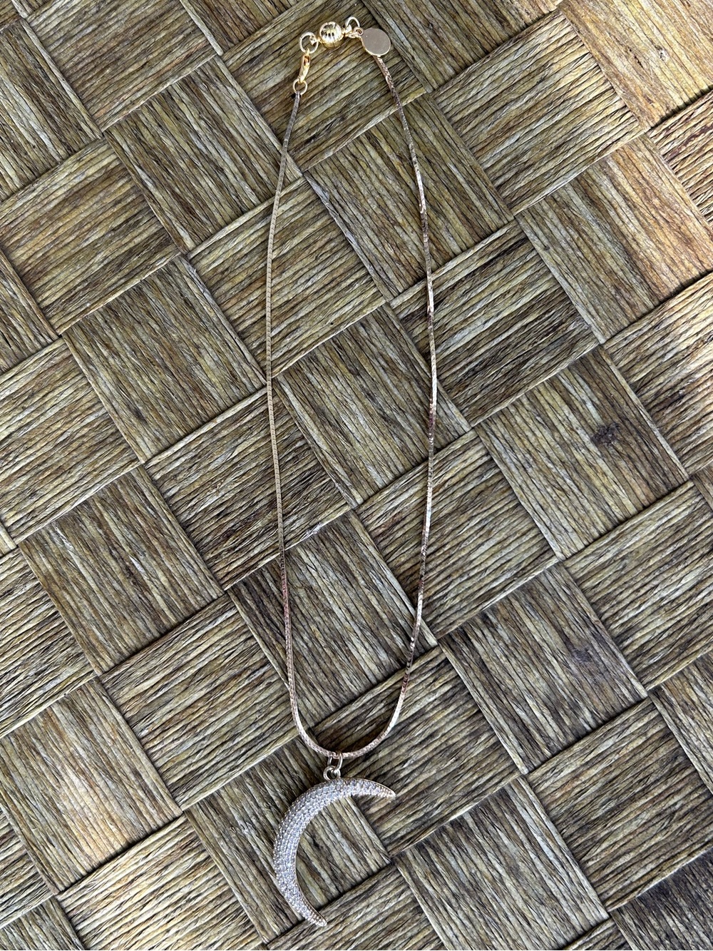 By Alexa Rae BAR Necklace Magnetic Jewelry Crescent Moon- Metallic Linen